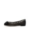 Round Toe Rivet Decorated Bowknot Flats Slip On Ballets - Black