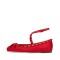 Round Toe Rivet Decorated Bowknot Flats Ankle Straps Ballets - Red