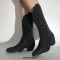 Pointed Toe Chunky Heels Pull On Rhinestones Glitters Western Boots - Black
