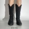 Pointed Toe Chunky Heels Pull On Rhinestones Glitters Western Boots - Black