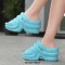 Peep Toe Lightweight Summer Casual Slingback Wedges Sandals Slippers - Blue