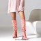 Pointed Toe Plaited Design Elegant Knee Highs Slip On Chunky Heels Boots - Pink Fabric