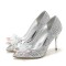 Pointed Toe Stiletto Heels Rhinestones Glitters Cinderella Wedding Pumps - Silver