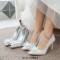 Pointed Toe Stiletto Heels Rhinestones Glitters Cinderella Wedding Pumps - Silver