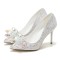 Pointed Toe Stiletto Heels Rhinestones Glitters Cinderella Wedding Pumps - White