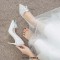 Pointed Toe Stiletto Heels Rhinestones Glitters Cinderella Wedding Pumps - Silver