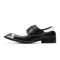 Paneled Square Iron Toe Genuine Leather Lace Up Oxford Loafers - Black White