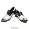 Paneled Square Iron Toe Genuine Leather Lace Up Oxford Loafers - Black White