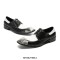 Paneled Square Iron Toe Genuine Leather Lace Up Oxford Loafers - Black White