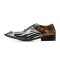 Paneled Square Iron Toe Genuine Leather Lace Up Oxford Loafers - Brown
