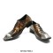 Paneled Square Iron Toe Genuine Leather Lace Up Oxford Loafers - Brown