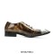 Paneled Square Iron Toe Genuine Leather Lace Up Oxford Loafers - Brown