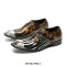 Paneled Square Iron Toe Genuine Leather Lace Up Oxford Loafers - Brown