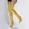 Pointed Toe Stiletto Heels Over Thee Knee Metallic Zipper Boots - Gold