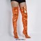 Pointed Toe Stiletto Heels Over Thee Knee Metallic Zipper Boots - Orange
