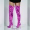 Pointed Toe Stiletto Heels Over Thee Knee Metallic Zipper Boots - Purple
