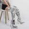 Pointed Toe Stiletto Heels Over Thee Knee Metallic Zipper Boots - Silver