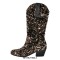 Pointed Toe Chunky Heels Pull On Glitters Blings Western Cowgirl Booties - Bronze