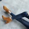 Pointed Toe Chunky Heels Ankle High Rhinestones Side Zipper Booties  - Yellow