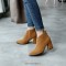 Pointed Toe Chunky Heels Ankle High Rhinestones Side Zipper Booties  - Yellow
