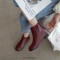 Round Toe Chunky Low Heels Ankle High Chelsea Autumn Booties  - Wine Red