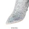 Pointed Toe Stiletto Heels Concise Side Zipper Glitters Knee Highs Boots - Silver