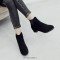 Round Toe Chunky Low Heels Ankle High Chelsea Autumn Booties  - Black