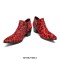 Pointed Toe Chunky Heels Leopard Side Zipper Suede Genuine Leather Loafers - Red