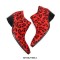 Pointed Toe Chunky Heels Leopard Side Zipper Suede Genuine Leather Loafers - Red