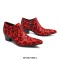 Pointed Toe Chunky Heels Leopard Side Zipper Suede Genuine Leather Loafers - Red