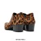 Pointed Toe Chunky Heels Leopard Side Zipper Suede Genuine Leather Loafers - Yellow
