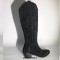 Pointed Toe Chunky Heels Pull On Rhinestones Beads Western Boots - Black