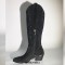 Pointed Toe Chunky Heels Pull On Rhinestones Beads Western Boots - Black
