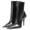 Pointed Toe Stiletto Heels Side Zipper Ankle High Gothic Boots - Black
