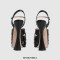 Peep Toe Cross Straps Platforms Rhinestones Ankle Buckle Straps Chunky Heels Sandals - Black