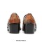 Metal Pointed Toe Leather Slip On Chunky Heels Three Belt Buckles Vintage Chelsea Loafers - Brown