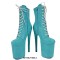 Round Toe Stiletto Heels Crocodile Pattern Lace Up Platforms Ankle Highs Boots - Brown