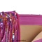 Pointed Toe Chunky Heels Fringe Rhinestones Blings Ankle High Zipper Western Boots - Fuchsia