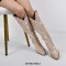 Pointed Toe Chunky Heels Concise Side Zipper Glitters Knee Highs Boots - Gold