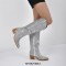 Pointed Toe Chunky Heels Concise Side Zipper Glitters Knee Highs Boots - Silver