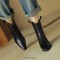 Pointed Toe Chunky Heels Ankle High Vintage Motorcycle Zipper Booties - Black