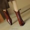 Pointed Toe Chunky Heels Ankle High Vintage Motorcycle Zipper Booties - Brown