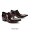 Square Toe Patent Leather Side Zipper Rustic Chunky Heels Chelsea Loafers - Burgundy