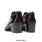 Square Toe Patent Leather Side Zipper Rustic Chunky Heels Chelsea Loafers - Burgundy