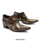 Square Toe Patent Leather Side Zipper Rustic Chunky Heels Chelsea Loafers - Yellow