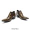 Square Toe Patent Leather Side Zipper Rustic Chunky Heels Chelsea Loafers - Yellow