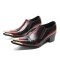 Pointed Toe Patent Leather Slip On Chunky Heels Punk Style Chelsea Loafers - Burgundy