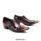 Pointed Toe Patent Leather Slip On Chunky Heels Punk Style Chelsea Loafers - Burgundy