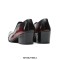 Pointed Toe Patent Leather Slip On Chunky Heels Punk Style Chelsea Loafers - Burgundy