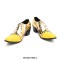 Pointed Toe Patent Leather Slip On Chunky Heels Punk Style Chelsea Loafers - Yellow